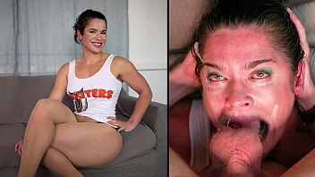 4K – Hooters girl throatpie destroyed