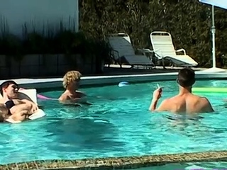 Naughty gay chaps play with their large peckers and cum