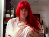 Redhead BBW with Big Boobs Blowjob Tittyjob Facial