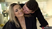 A big tits milf seduces husband,gets naked then blowjobs his big cock.Guy throat fucks his blonde wife.The cougar masturbates while getting ass fucked