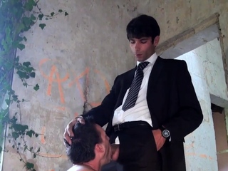 Gay anal fucking with condom and cock sucking outdoor