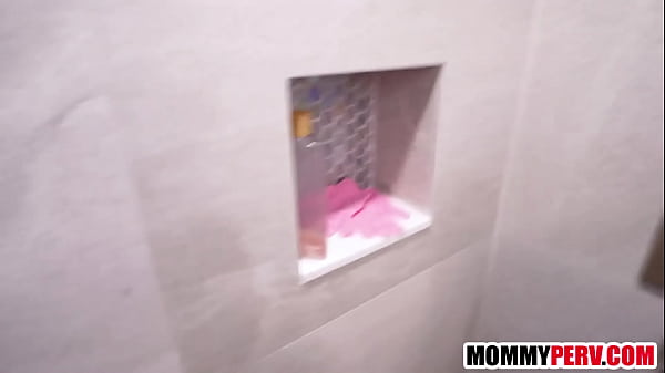 Stepmom sucking stepson’s fat cock in bathroom