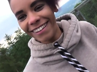 Half black girl WowLara has sex outdoors