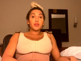 Latina Shemale with Big Tits Jerks Off For You