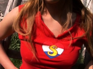 Small titted teen Bella masturbates outdoors
