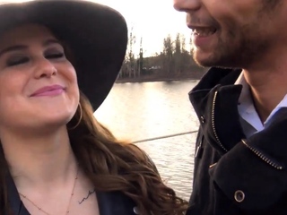 Brunette from village blowjob outdoors