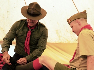 Sexy scout fucked hard by DILF and bf